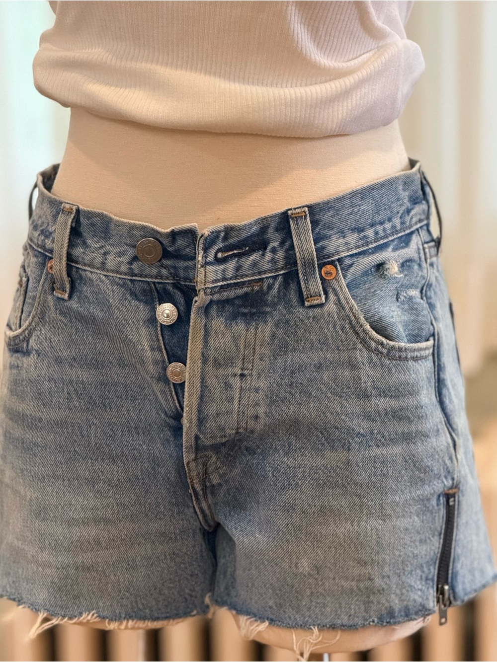 Levi's Light Blue Boyfriend Denim Shorts